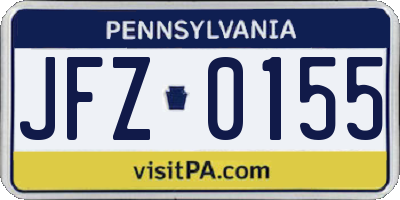 PA license plate JFZ0155