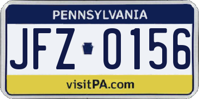 PA license plate JFZ0156