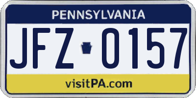 PA license plate JFZ0157