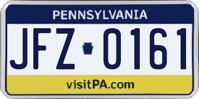 PA license plate JFZ0161