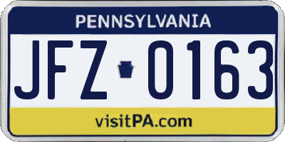 PA license plate JFZ0163