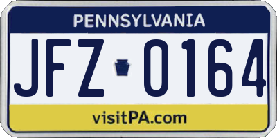 PA license plate JFZ0164