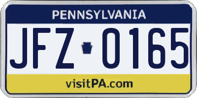 PA license plate JFZ0165