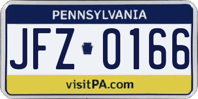 PA license plate JFZ0166
