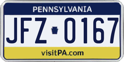 PA license plate JFZ0167