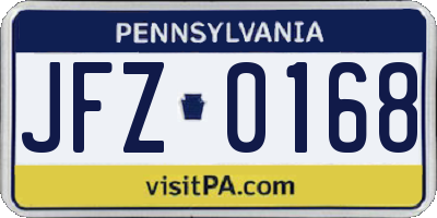 PA license plate JFZ0168