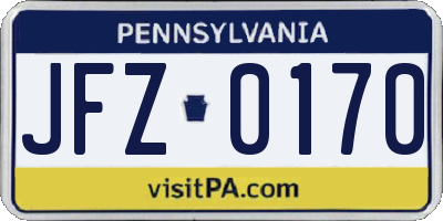 PA license plate JFZ0170