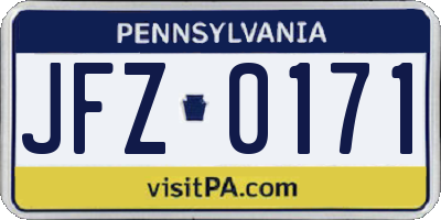 PA license plate JFZ0171