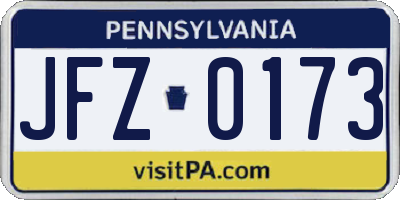 PA license plate JFZ0173