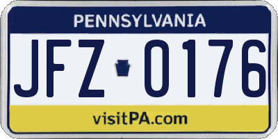 PA license plate JFZ0176