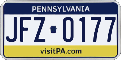 PA license plate JFZ0177