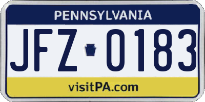 PA license plate JFZ0183