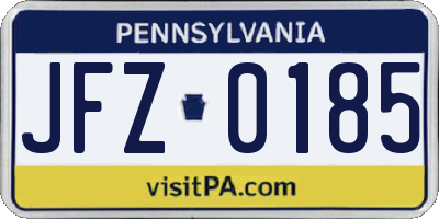 PA license plate JFZ0185