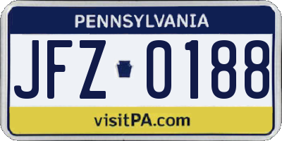 PA license plate JFZ0188