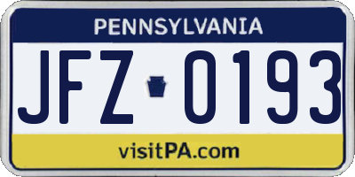 PA license plate JFZ0193