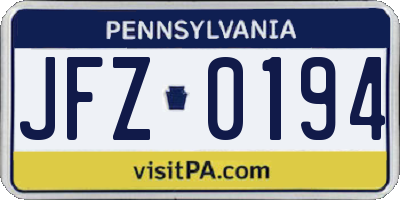 PA license plate JFZ0194