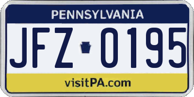 PA license plate JFZ0195