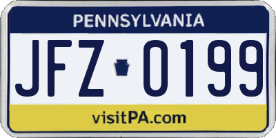 PA license plate JFZ0199