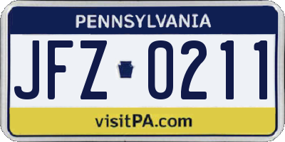 PA license plate JFZ0211