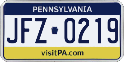 PA license plate JFZ0219