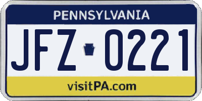 PA license plate JFZ0221