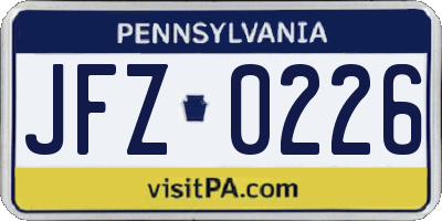 PA license plate JFZ0226