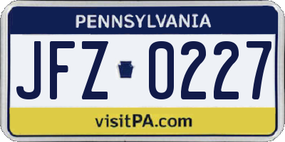 PA license plate JFZ0227