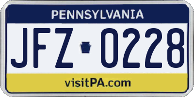 PA license plate JFZ0228