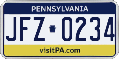 PA license plate JFZ0234