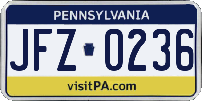 PA license plate JFZ0236