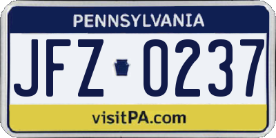 PA license plate JFZ0237