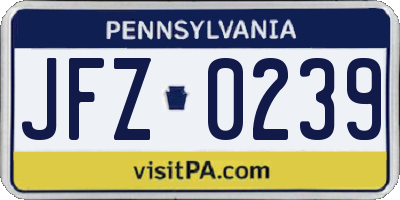PA license plate JFZ0239