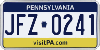 PA license plate JFZ0241