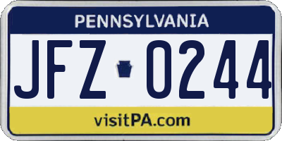 PA license plate JFZ0244