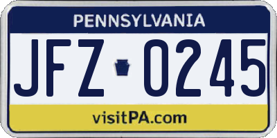 PA license plate JFZ0245