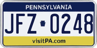 PA license plate JFZ0248