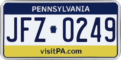 PA license plate JFZ0249