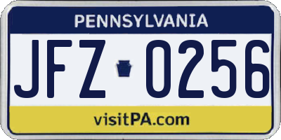 PA license plate JFZ0256