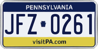PA license plate JFZ0261