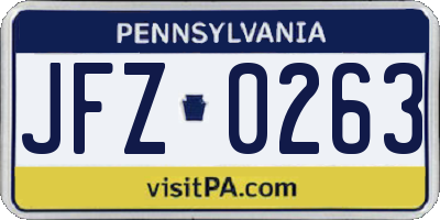 PA license plate JFZ0263