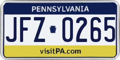 PA license plate JFZ0265
