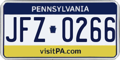 PA license plate JFZ0266