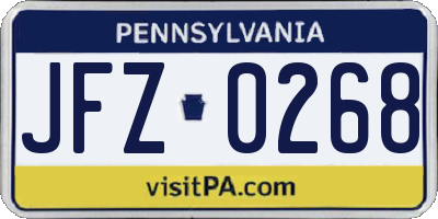 PA license plate JFZ0268