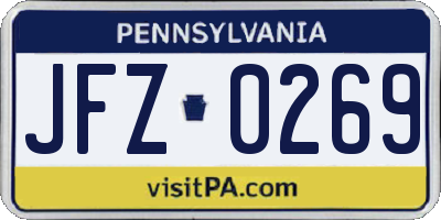 PA license plate JFZ0269