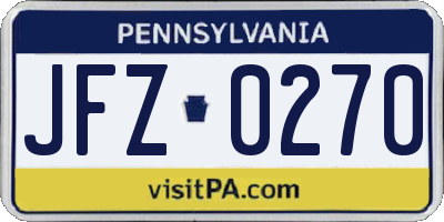 PA license plate JFZ0270