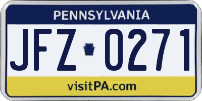 PA license plate JFZ0271