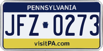 PA license plate JFZ0273