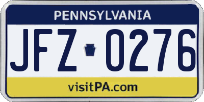 PA license plate JFZ0276