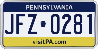PA license plate JFZ0281