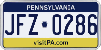 PA license plate JFZ0286
